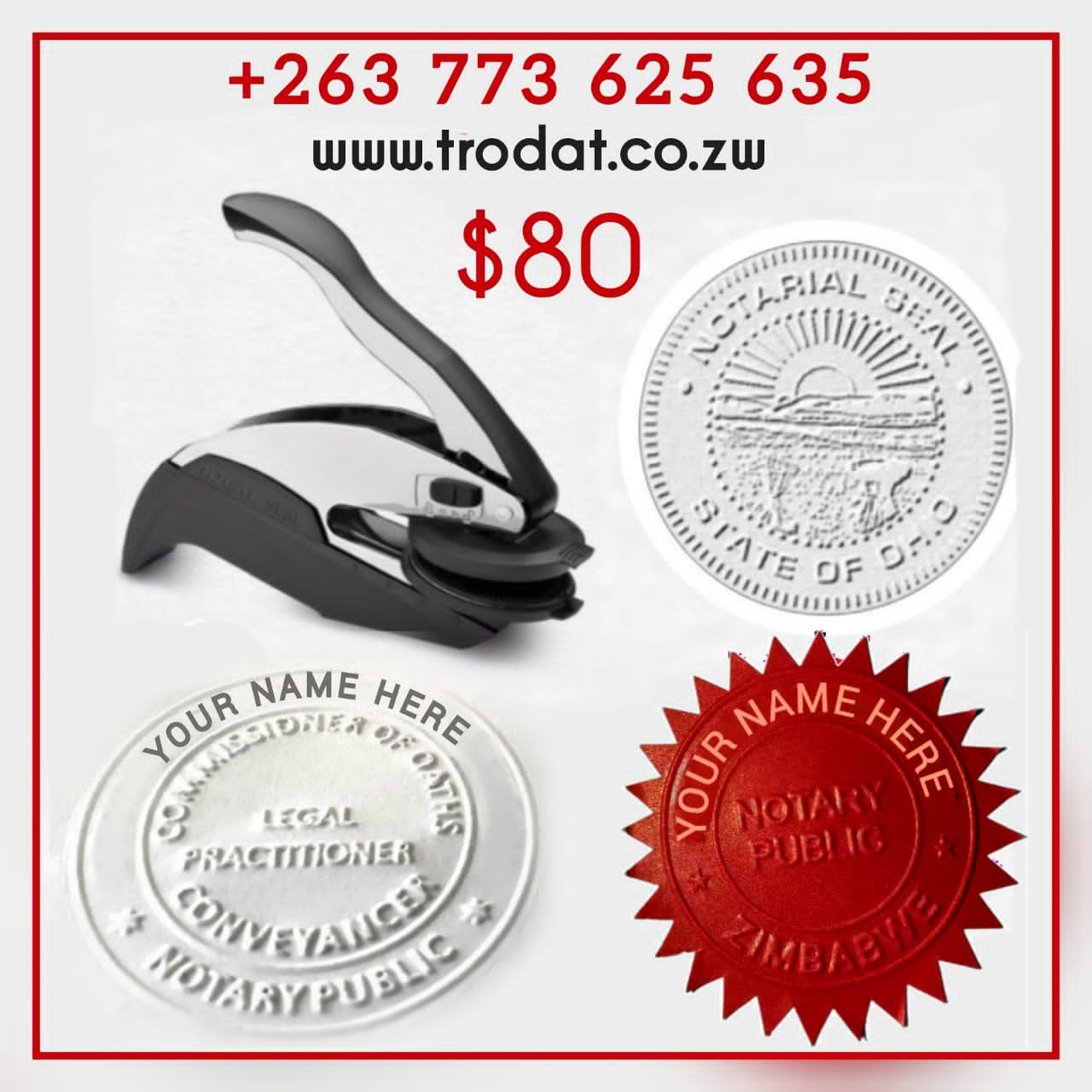 Notary seal, company seal, monogram stamp, watermark stamp, embosser and Trodat Ideal Seal Press