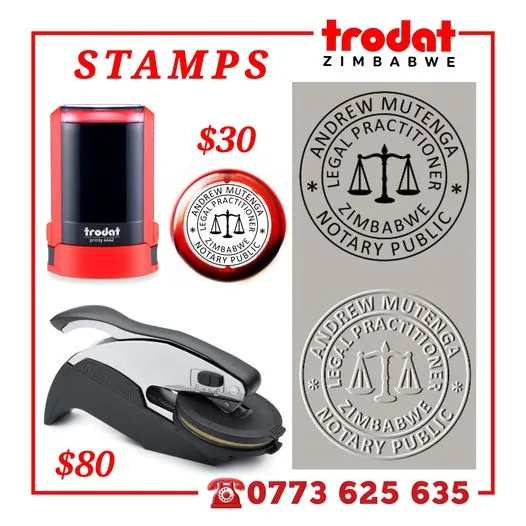 Rubber Stamps Notarial Seals for Lawyers in Zimbabwe